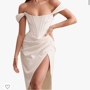 Off the shoulder white corset dress